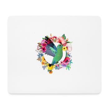 Hummingbird Bird Flowers Bouquet - Mouse Pad (horizontal) - white - Front