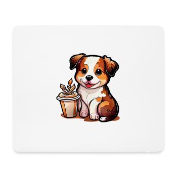 Doggy with coffee: the perfect companion - Mouse Pad (horizontal) - white - Front