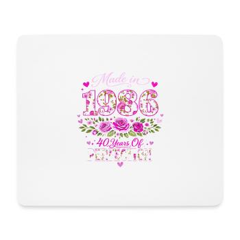 Cadeau 40 Ans Femme - Anniversaire 1986 Floral - Tapis de souris (format paysage) - blanc - Devant