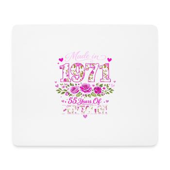 Cadeau 55 Ans Femme - Anniversaire 1971 Floral - Tapis de souris (format paysage) - blanc - Devant