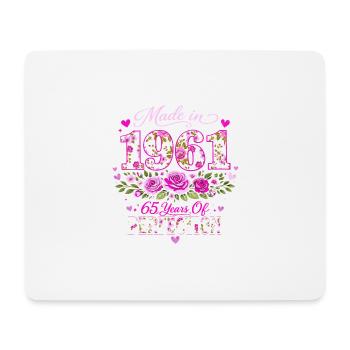 Cadeau 65 Ans Femme - Anniversaire 1961 Floral - Tapis de souris (format paysage) - blanc - Devant
