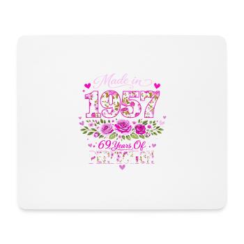 Cadeau 69 Ans Femme - Anniversaire 1957 Floral - Tapis de souris (format paysage) - blanc - Devant