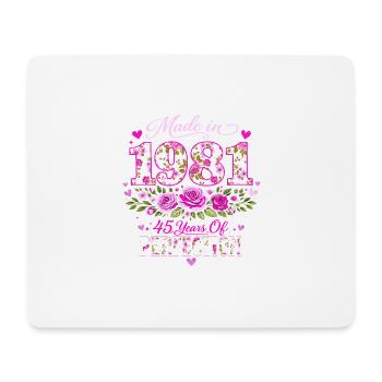 Cadeau 45 Ans Femme - Anniversaire 1981 Floral - Tapis de souris (format paysage) - blanc - Devant