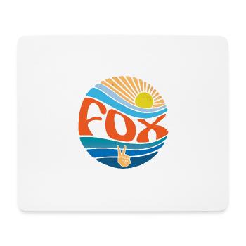 Fox Shirt Vintage Sunset Fox Groovy Tie Dye - Mouse Pad (horizontal) - white - Front