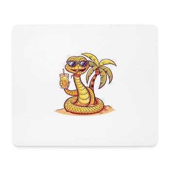 Serpent Cobra Plage d’été Bande dessinée - Tapis de souris (format paysage) - blanc - Devant