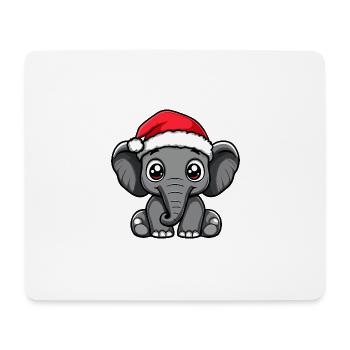 Mammouth Noël mignon - Tapis de souris (format paysage) - blanc - Devant