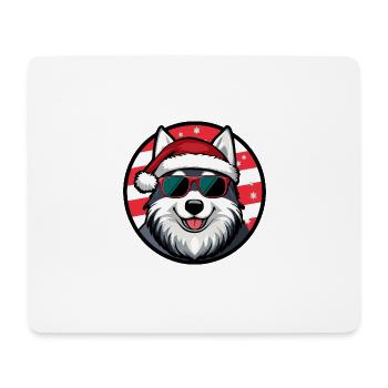 Husky chien Noël cool - Tapis de souris (format paysage) - blanc - Devant
