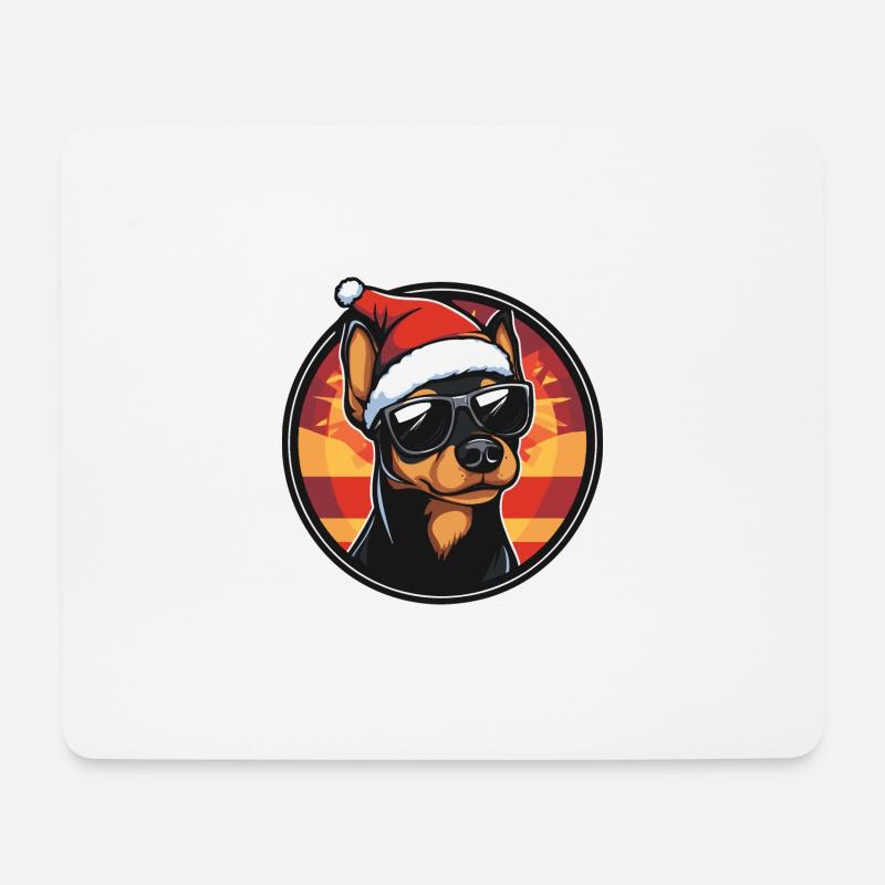 Pinscher Hund Weihnachten Cool - Mousepad (Querformat) - Weiß