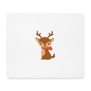 Un renne mignon avec écharpe – Décor de Noël - Tapis de souris (format paysage) - blanc - Devant