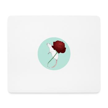 Weiße Ratte und Rote Rose - Mousepad (Querformat) - Weiß - Vorne