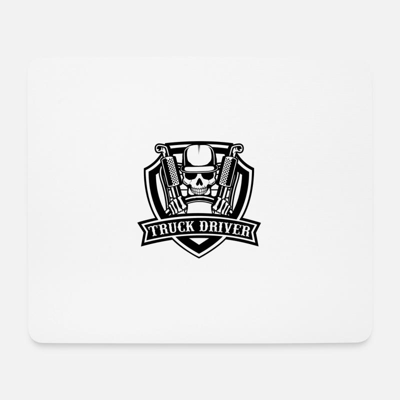 Lkw Fahrer, Truck Driver, Totenkopf, Schädel - Mousepad (Querformat) - Weiß