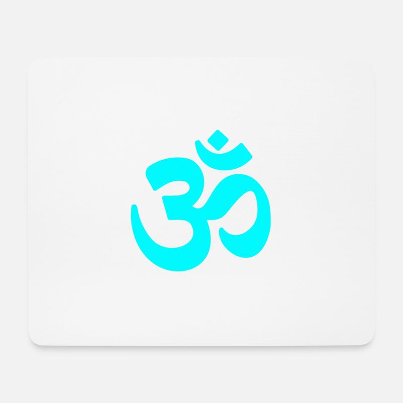 om zeichen neon blau yoga - Mousepad (Querformat) - Weiß