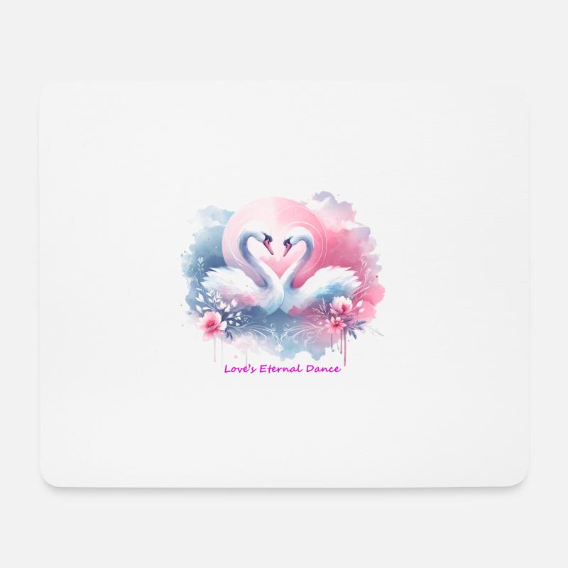 Schwäne der Serenade : Der ewige Tanz der Liebe - Mousepad (Querformat) - Weiß