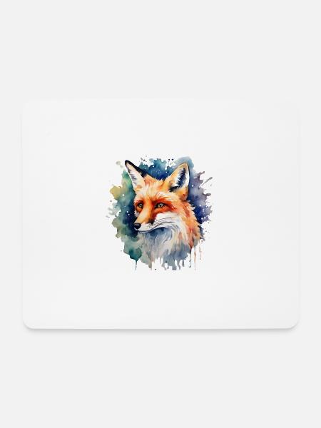 Krafttier Fuchs, Schlau, Tier, Fuchs, - Mousepad (Querformat) - Weiß