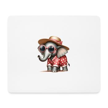 Elefant im Schlafanzug mit Sonnenbrille - Mousepad (Querformat) - Weiß - Vorne