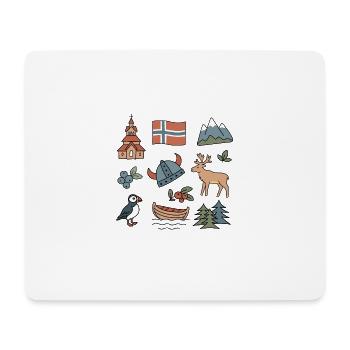 Nature norvégienne et symboles nordiques - Tapis de souris (format paysage) - blanc - Devant