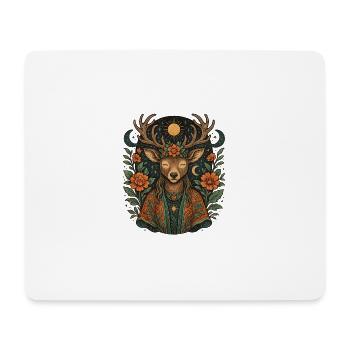 Deer with moon sun wreath - Mouse Pad (horizontal) - white - Front
