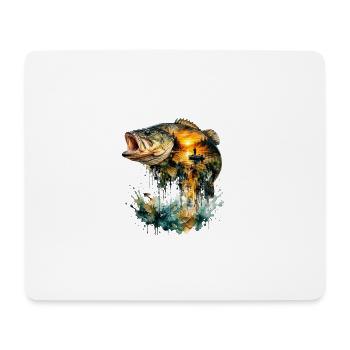 Pêche au coucher d'aquarelle géante - Tapis de souris (format paysage) - blanc - Devant