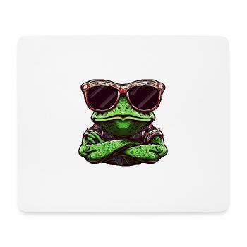 Cooler Frosch mit Sonnenbrille Türsteher Tier-Desi - Mousepad (Querformat) - Weiß - Vorne