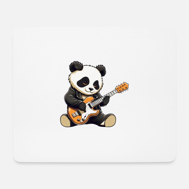 Cooler Panda-Gitarrist und Rocker - Mousepad (Querformat) - Weiß