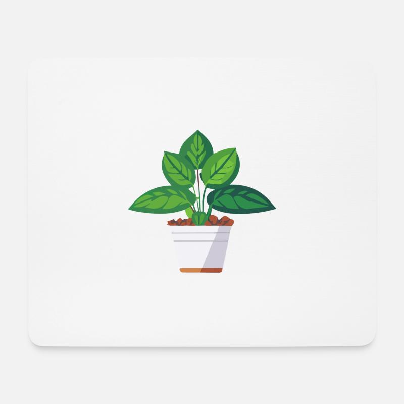 Pflanze grün Topfpflanze Blätter - Mousepad (Querformat) - Weiß