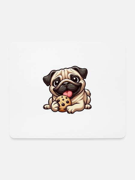 Süßer Mops Keks Cartoon Dessert Nachtisch - Mousepad (Querformat) - Weiß