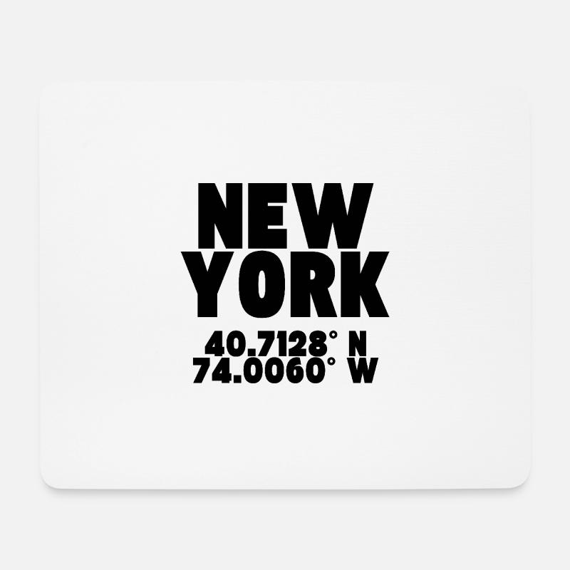 New York - Design mit Koordinaten - Mousepad (Querformat) - Weiß