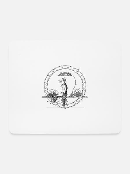 Vintage Fahrrad Zeichnung Historisch - Mousepad (Querformat) - Weiß