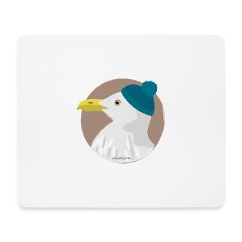 Möwe blaue Mütze | moin - Mousepad (Querformat) - Weiß - Vorne