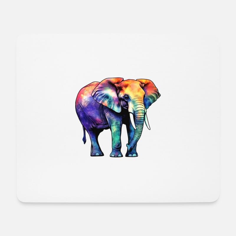 Elefant - Mousepad (Querformat) - Weiß