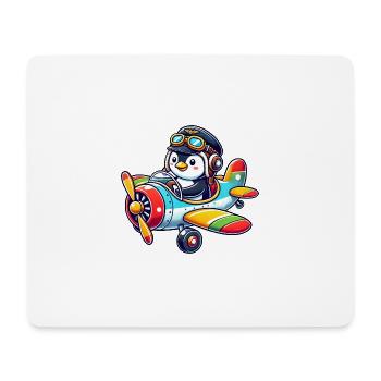 Licence de vol de pilote de pingouin Avion Dessin animé volant - Tapis de souris (format paysage) - blanc - Devant