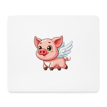 Cute Pig Angel Cartoon with Halo - Mouse Pad (horizontal) - white - Front