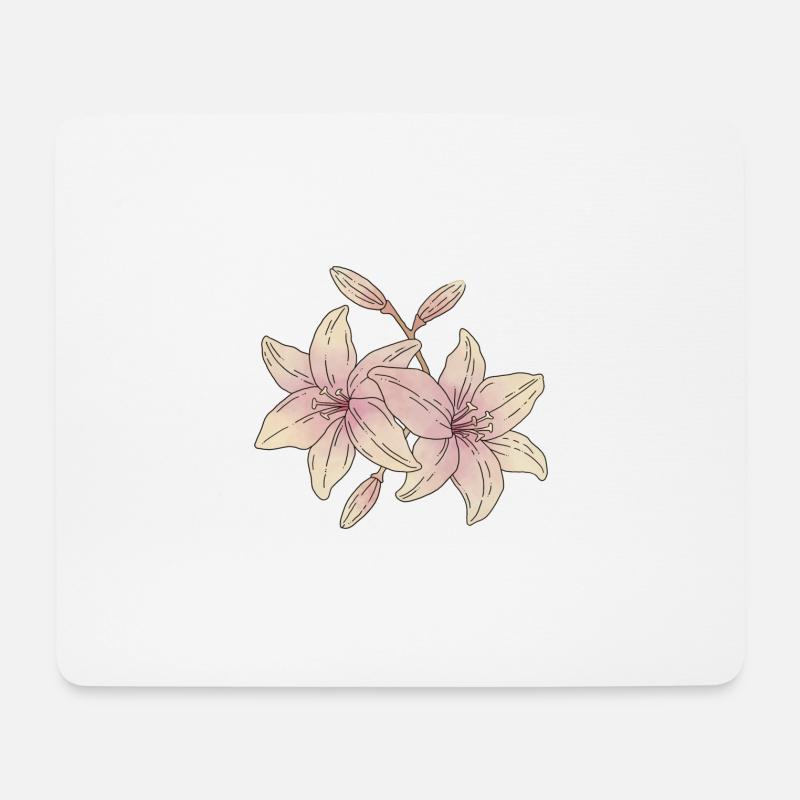 Lilien Blumen - Mousepad (Querformat) - Weiß