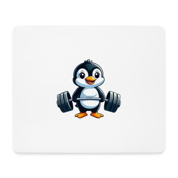 Penguin Haltère Fitness Entraînement Fort - Tapis de souris (format paysage) - blanc - Devant