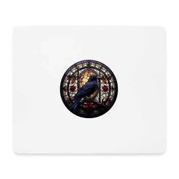 Munin le Corbeau | Motif du vitrail nordique - Tapis de souris (format paysage) - blanc - Devant
