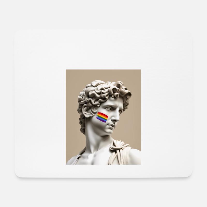 Subtiler Stolz Michelangelo David Kunst + Liebe ist Liebe - Mousepad (Querformat) - Weiß