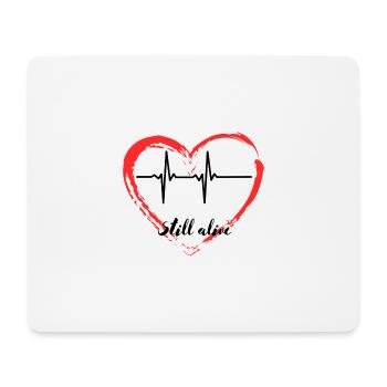 Heartbeat Heart Life Still Alive Pulse Heart Love - Mouse Pad (horizontal) - white - Front