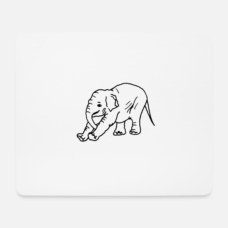 Elephant - Mousepad (Querformat) - Weiß
