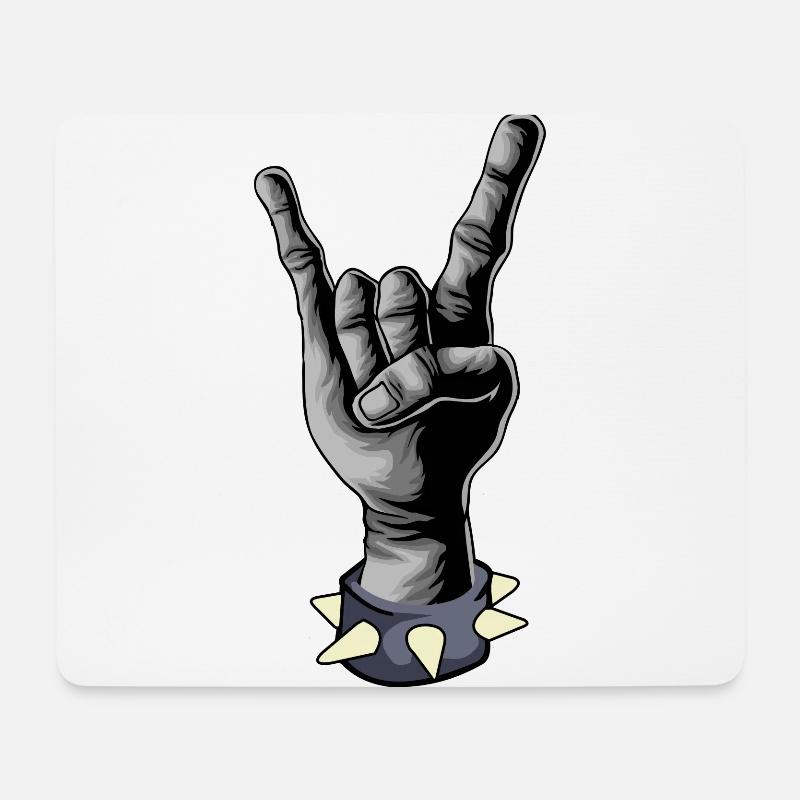 Pommesgabel Rock Heavy Metal Hand Handzeichen - Mousepad (Querformat) - Weiß