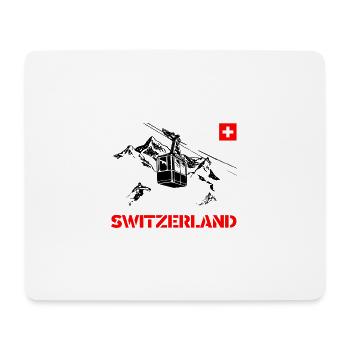 Switzerland mit Bergen und Gondel und Skifahrer - Mousepad (Querformat) - Weiß - Vorne