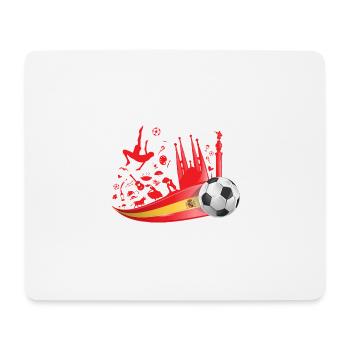 Design du supporter de football espagnol – Rouge jaune avec ballon de football - Tapis de souris (format paysage) - blanc - Devant