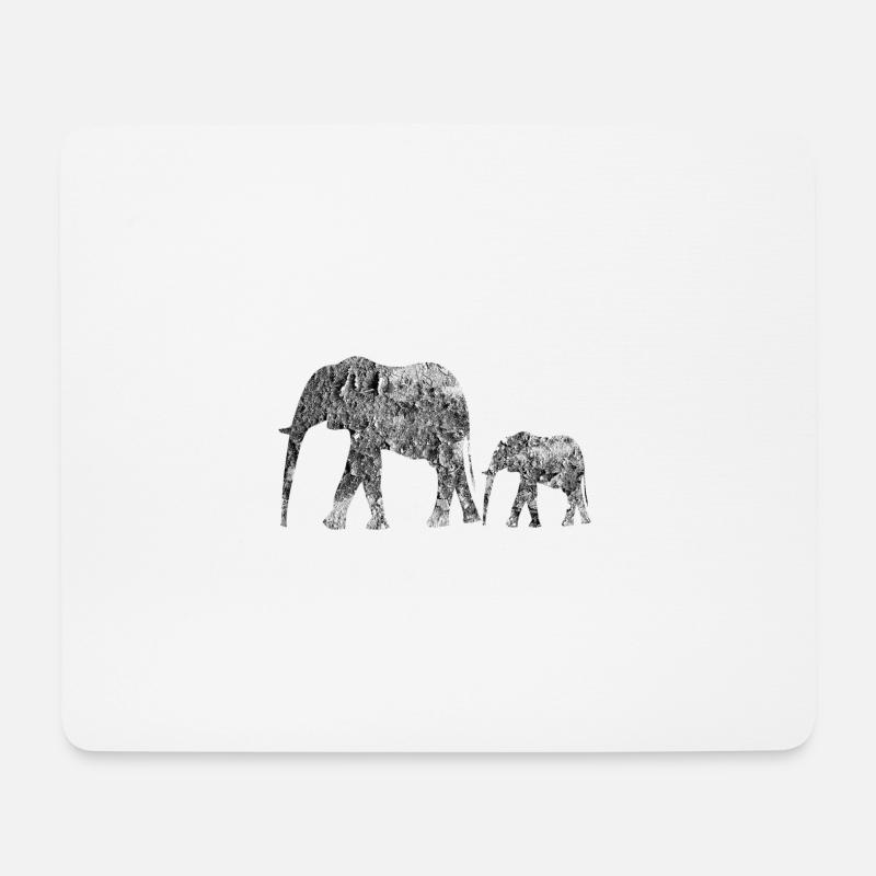 Elefanten - Mousepad (Querformat) - Weiß