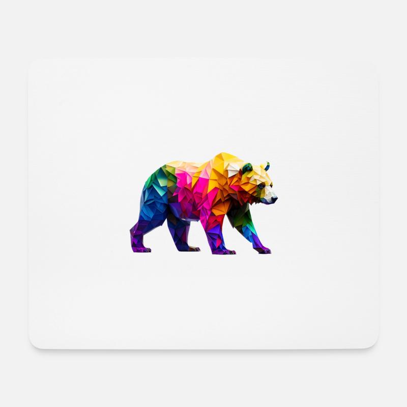 Origami Geometrie Bär bunt modern arty - Mousepad (Querformat) - Weiß