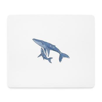 Buckelwale mit Goldmuster - Mousepad (Querformat) - Weiß - Vorne