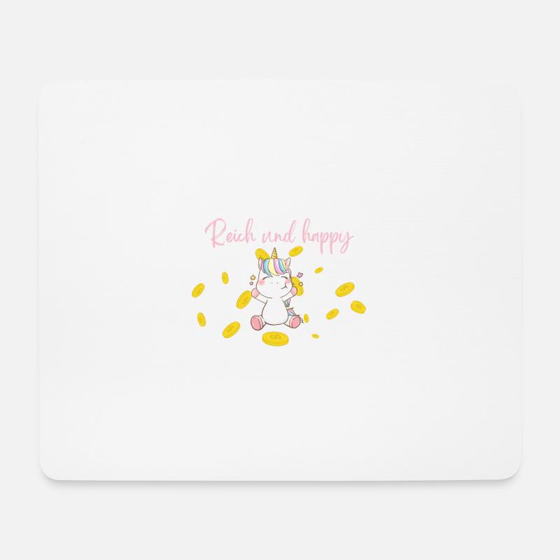 Einhorn reich und glücklich - Mousepad (Querformat) - Weiß
