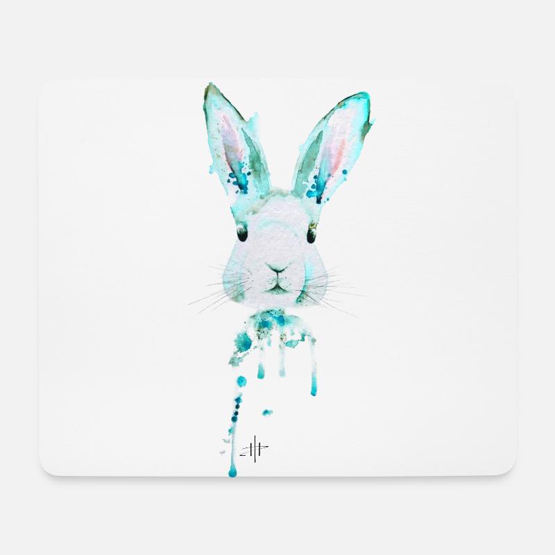 Rabbit Neon Blue - Mouse Pad (horizontal) - white