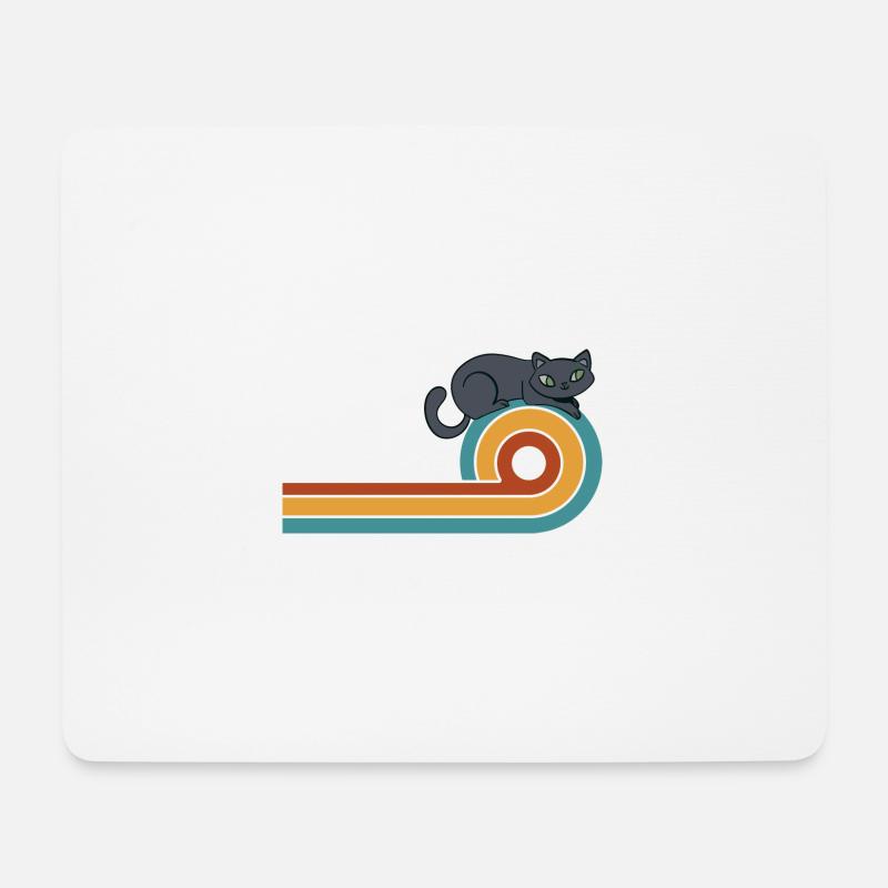Katze Retro witzig - Mousepad (Querformat) - Weiß