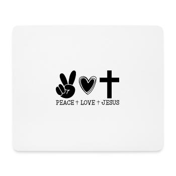 Friede, Liebe & Jesus - Mousepad (Querformat) - Weiß - Vorne