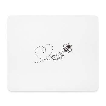 Süße Biene fliegt ein Herz mit Love you honey - Mousepad (Querformat) - Weiß - Vorne