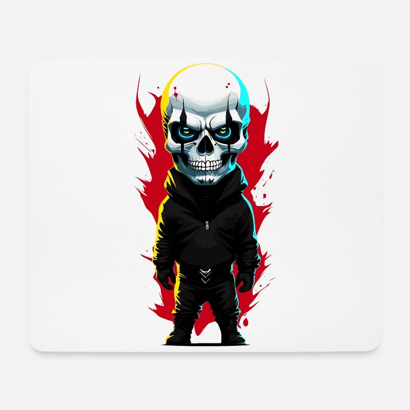 Kleiner Mann mit Totenkopf - Mousepad (Querformat) - Weiß